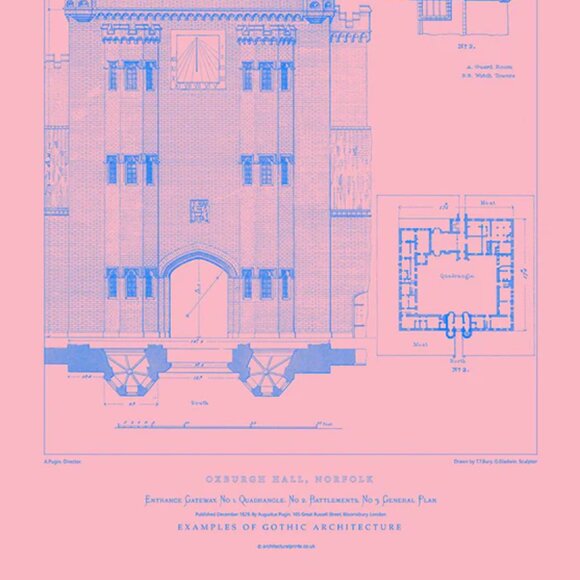 Architectural Print:Oxburgh Hall Entrance Gateway / Size A2 - Picture 3 of 5